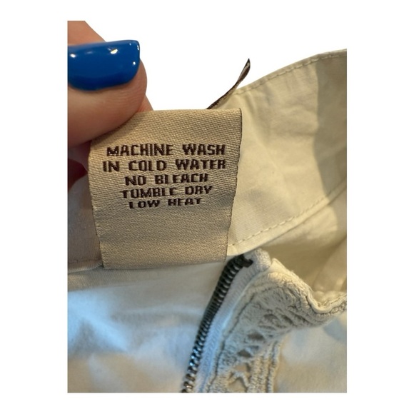 XCVI Wearables Neutral Beige Crochet Trim Sleeve Details Stretch Side Jacket S - Picture 12 of 16